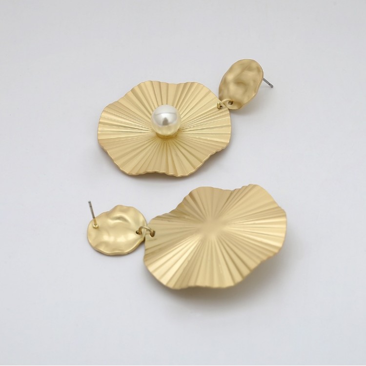 Kolczyki podwójne koła z perłą K1060Z - obrazek 3