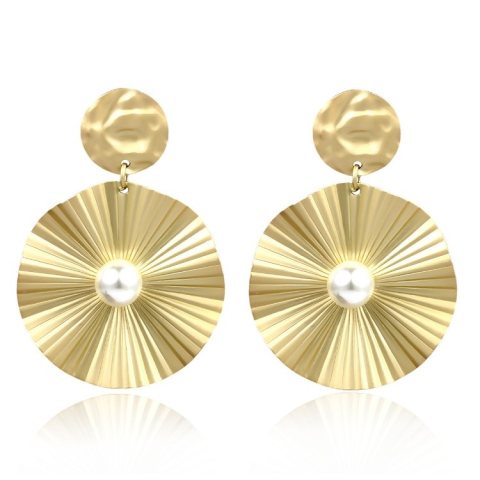 Kolczyki podwójne koła z perłą K1060Z