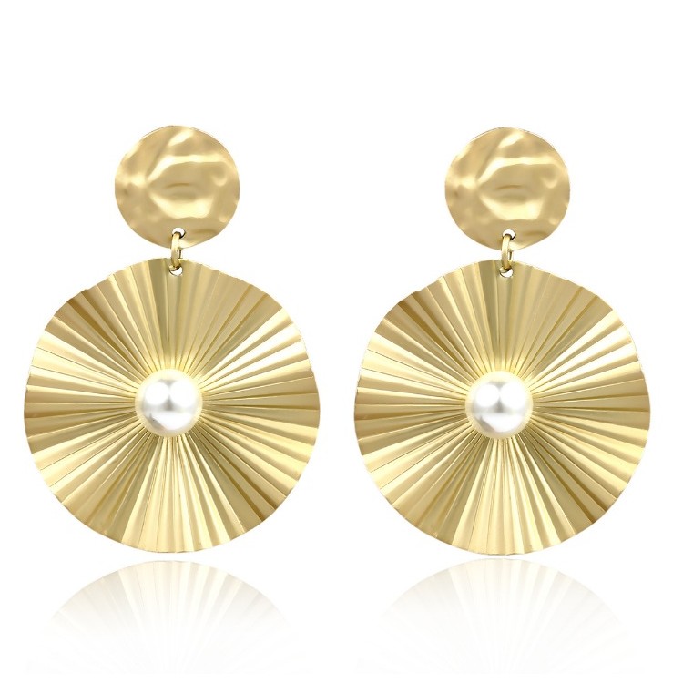 Kolczyki podwójne koła z perłą K1060Z