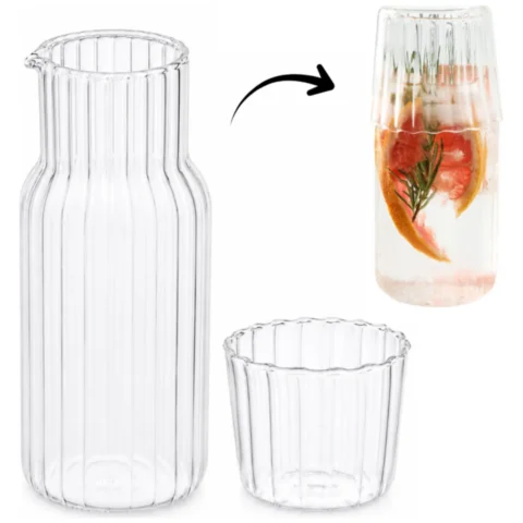 Karafka z falowanymi ściankami 510ml i pokrywką- szklanką 220 ml KARR02