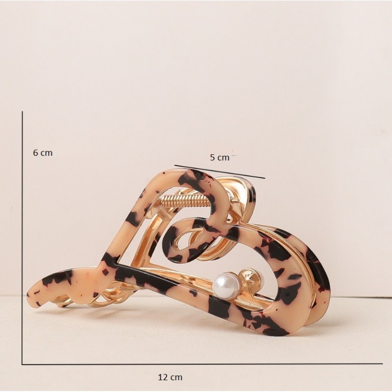 Spinka do włosów, klamra metalowa masa perłowa panterka XL 12x6cm SP342PAN - obrazek 8