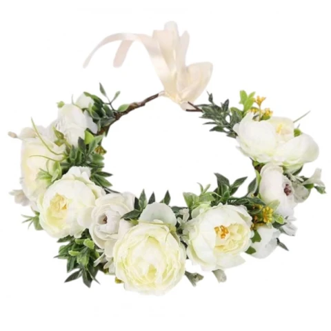 Wianek, opaska do włosów z kwiatów, delikatny wianuszek BOHO W105