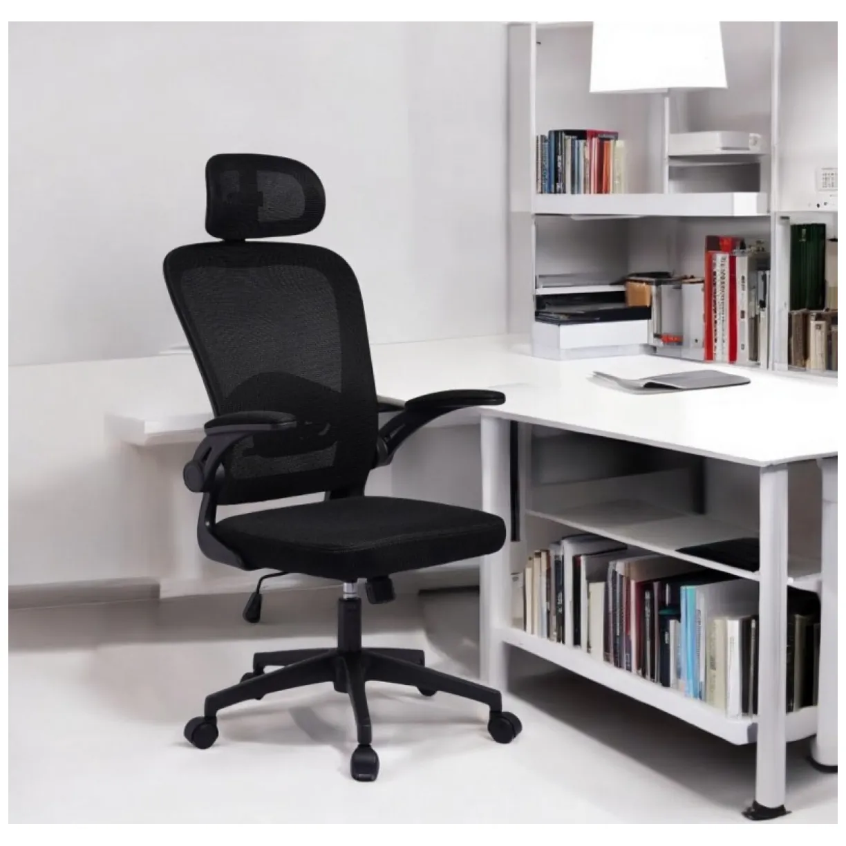 Fotel biurowy obrotowy "Mistral Black", mikrosiatka do biurka - obrazek 2