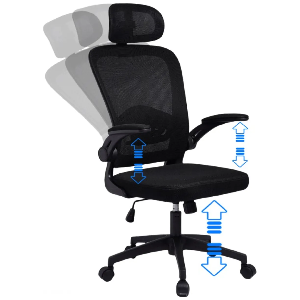 Fotel biurowy obrotowy "Mistral Black", mikrosiatka do biurka - obrazek 4