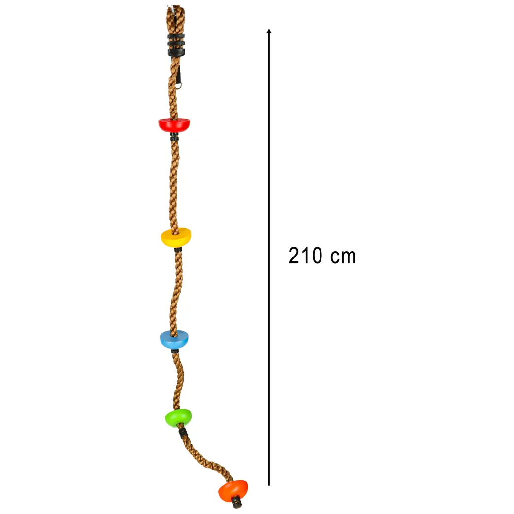 Lina wspinaczkowa dla dzieci z dyskami brązowa 210 cm do ogrodu - obrazek 9