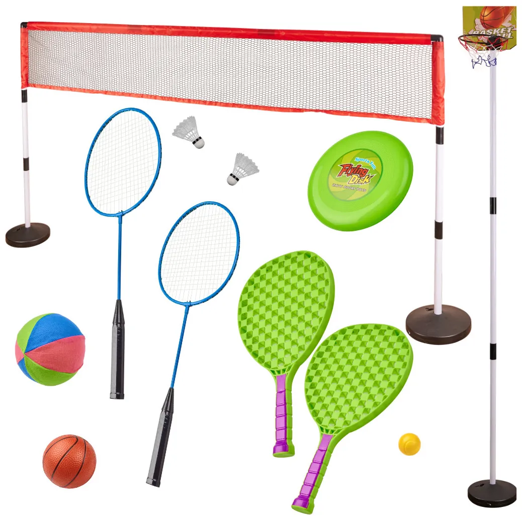 Zestaw sportowy 5w1 badminton koszykówka siatkówka tenis frisbee