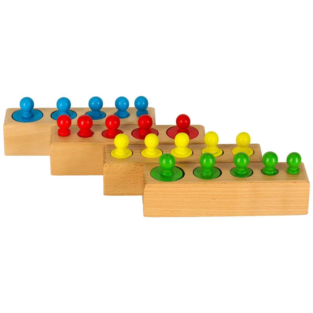 Kolorowa drewniana układanka Montessori - odważniki cylindryczne - obrazek 5