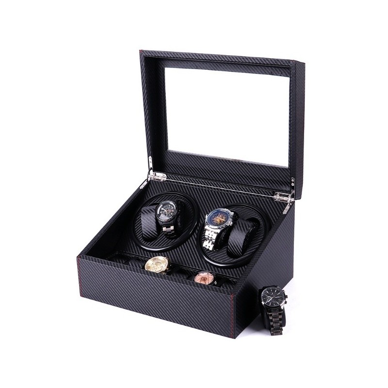 Rotomat na zegarek automatyczny, szkatułka gablotka Karbon czarny 31x24x18cm PD105 - obrazek 4