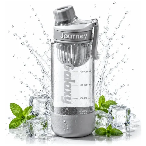 Sportowy bidon na wodę z uchwytem i miarką 800 ml, szary galaxy