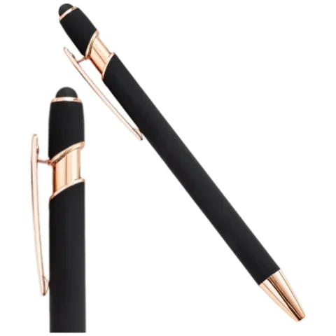 Długopis metalowy, tusz czarny, touch pen soft touch czerń DL01