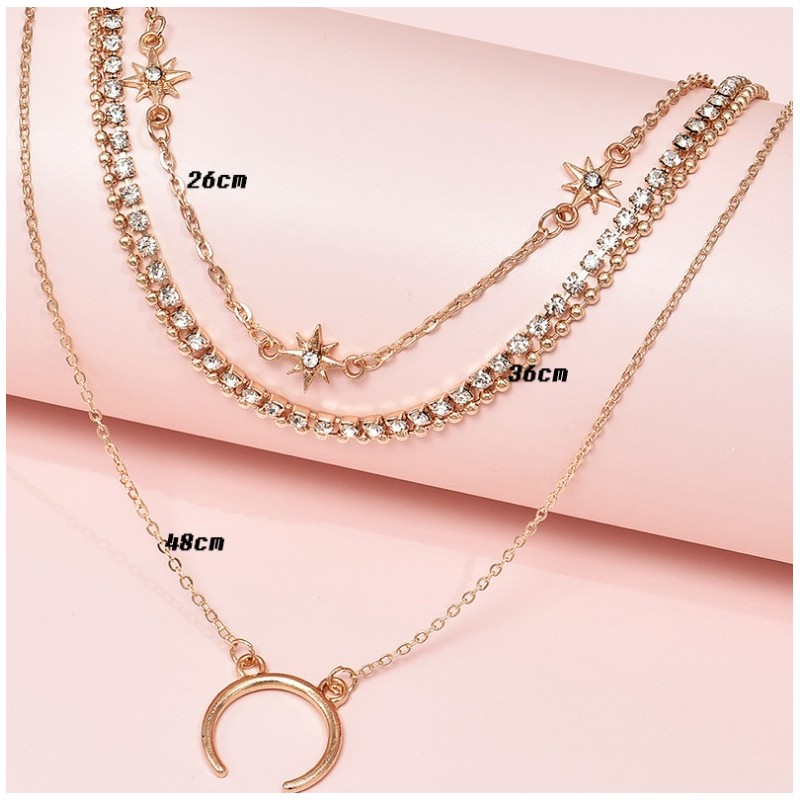 Naszyjnik choker delikatny 4W1 poczwórny złoty N747 - obrazek 3