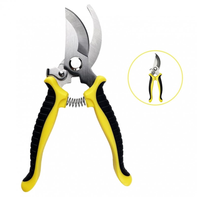 Nożyce ogrodowe do przycinania roślin, sekator ogrodowy żółty KU02 - obrazek 2