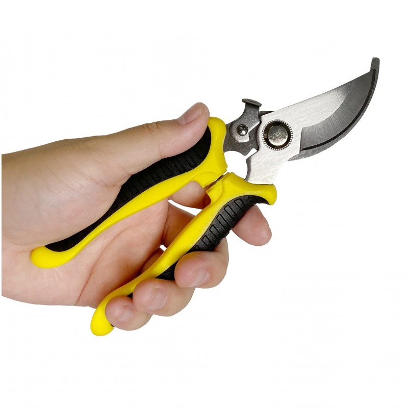 Nożyce ogrodowe do przycinania roślin, sekator ogrodowy żółty KU02 - obrazek 3