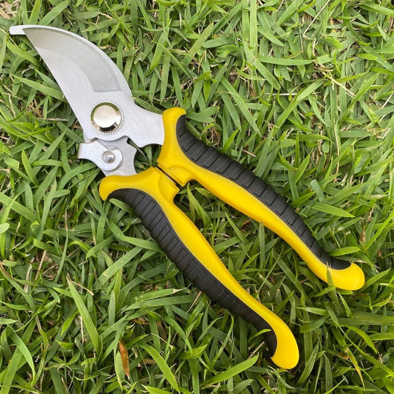 Nożyce ogrodowe do przycinania roślin, sekator ogrodowy żółty KU02 - obrazek 9