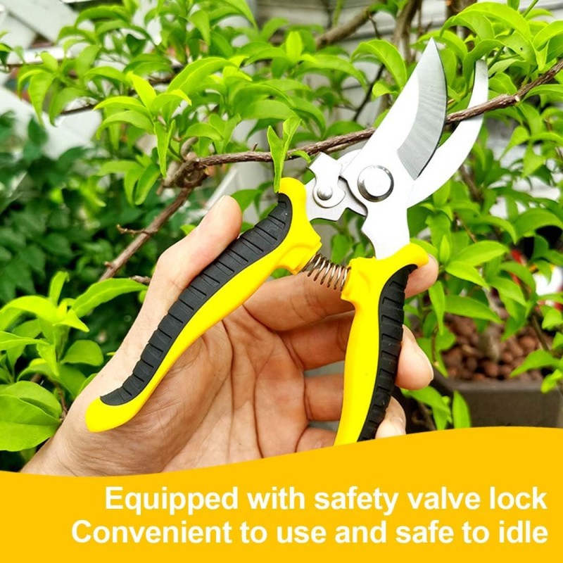 Nożyce ogrodowe do przycinania roślin, sekator ogrodowy żółty KU02 - obrazek 10