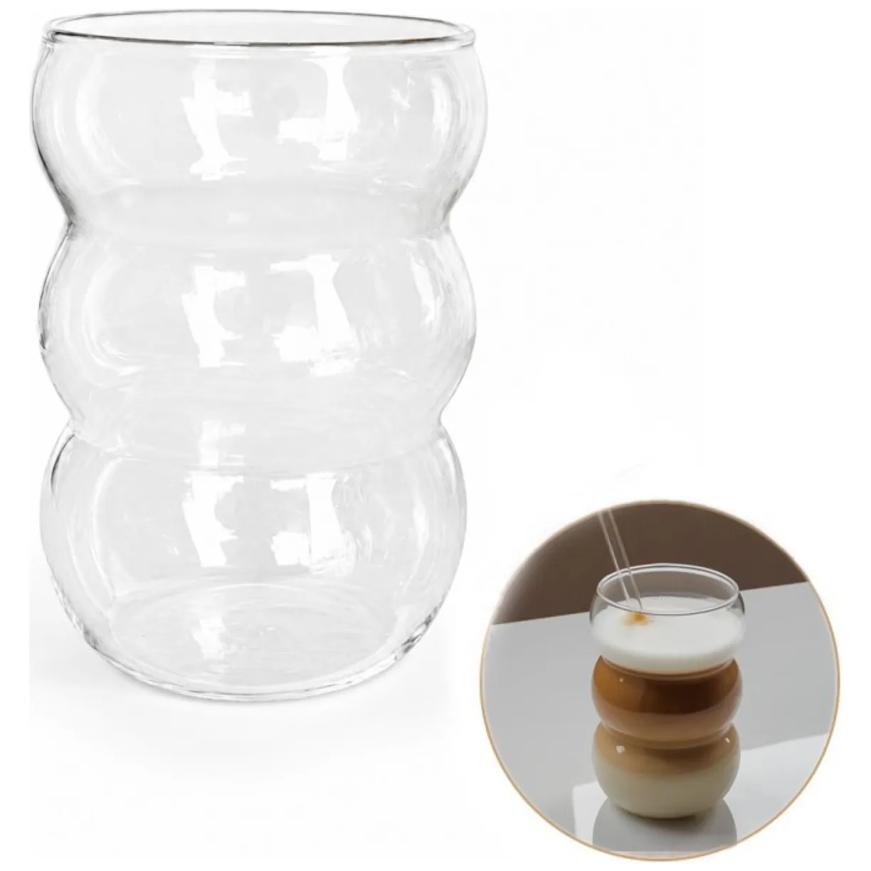 Szklanka Bubble 550 ml do kawy latte i long drinków - szkło przezroczyste