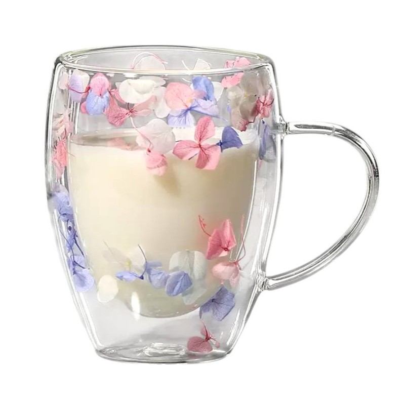 Szklanka termiczna z kwiatami w środku, hortensje trójkolorowa 300 ml 1szt SZK179 - obrazek 2