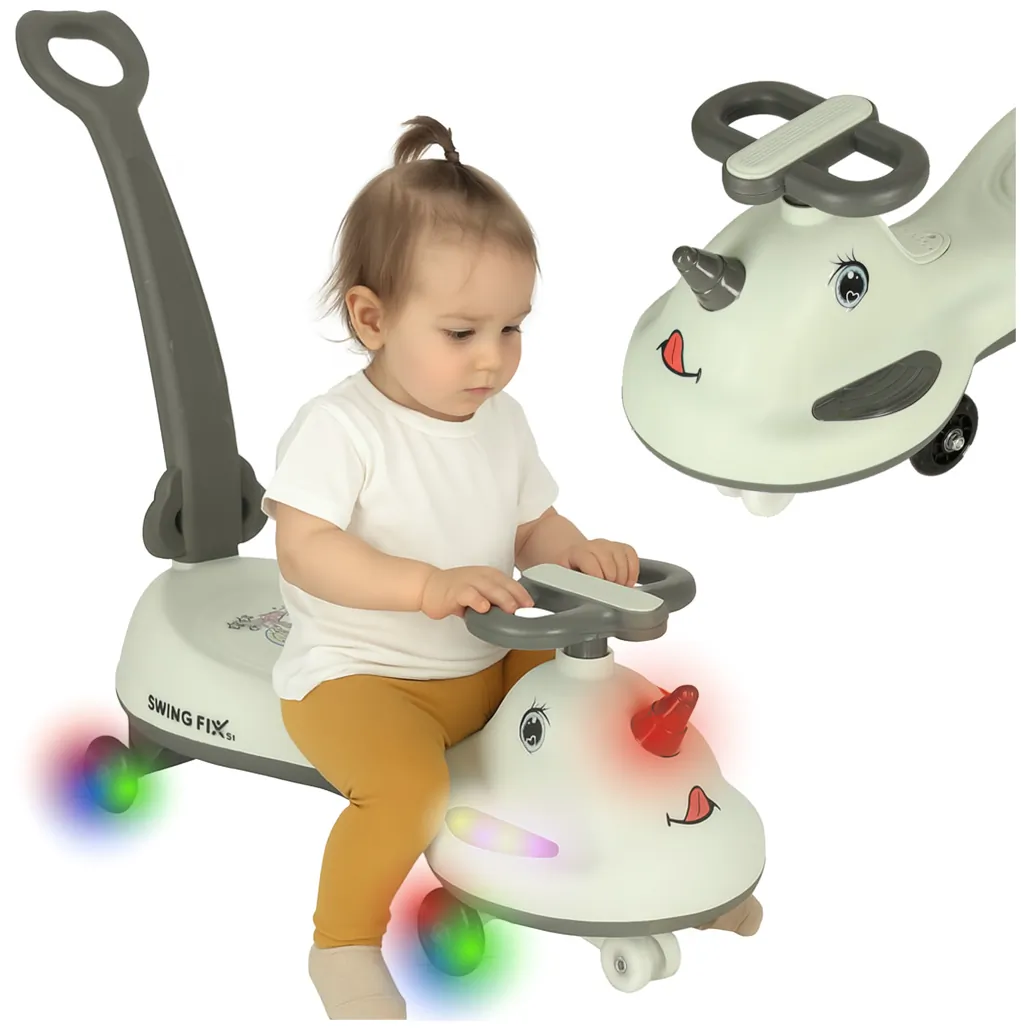 Jeździk grawitacyjny LED Swing FIX S1 skuter z rączką szary max 65kg