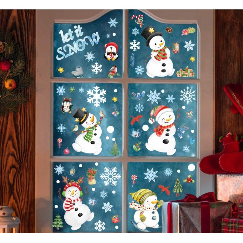 Świąteczne naklejki kolorowe na okno 8 Arkuszy 20cm x 30cm NKD13 - obrazek 2