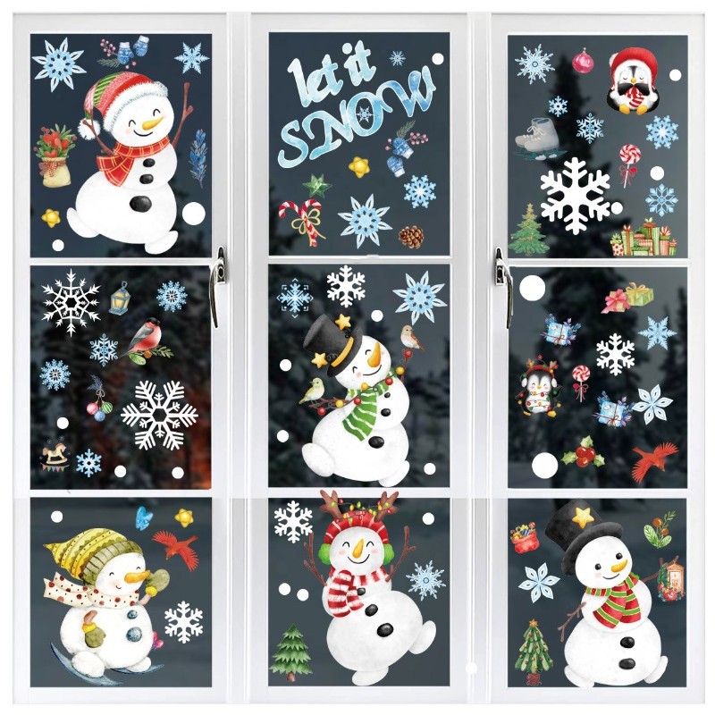 Świąteczne naklejki kolorowe na okno 8 Arkuszy 20cm x 30cm NKD13 - obrazek 3