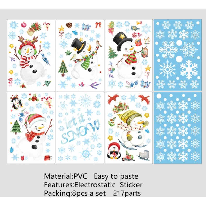 Świąteczne naklejki kolorowe na okno 8 Arkuszy 20cm x 30cm NKD13 - obrazek 4