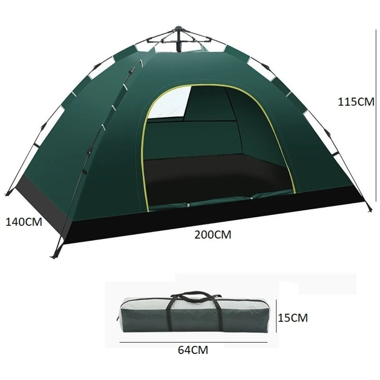 Namiot kempingowy składany 2-3 osobowy 200x140x115cm BAL12ZIE - obrazek 7