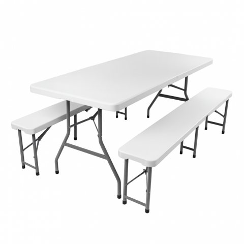Składany zestaw kateringowy, turystyczny  stół + 2 ławki 70x180 cm SC11
