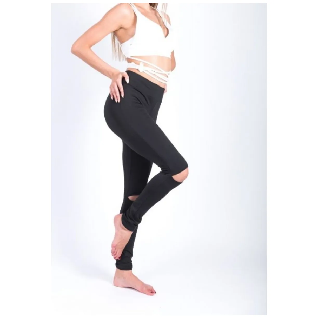 Sportowe Legginsy Fitness Trening Czarne M - obrazek 2