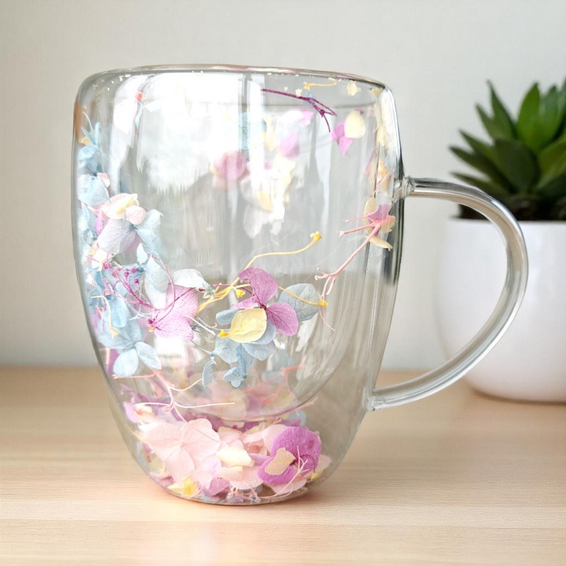 Szklanka termiczna z kwiatami w środku, gipsówka hortensje róż 300 ml 1szt SZK180 - obrazek 3