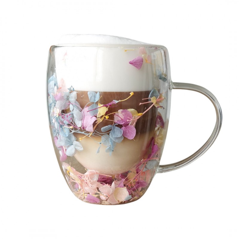 Szklanka termiczna z kwiatami w środku, gipsówka hortensje róż 300 ml 1szt SZK180 - obrazek 6