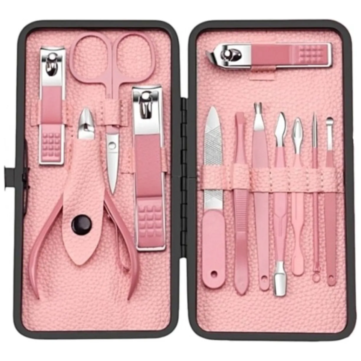 Zestaw akcesoriów do manicure, pedicure w etui różowe 12w1 AK20 - obrazek 2
