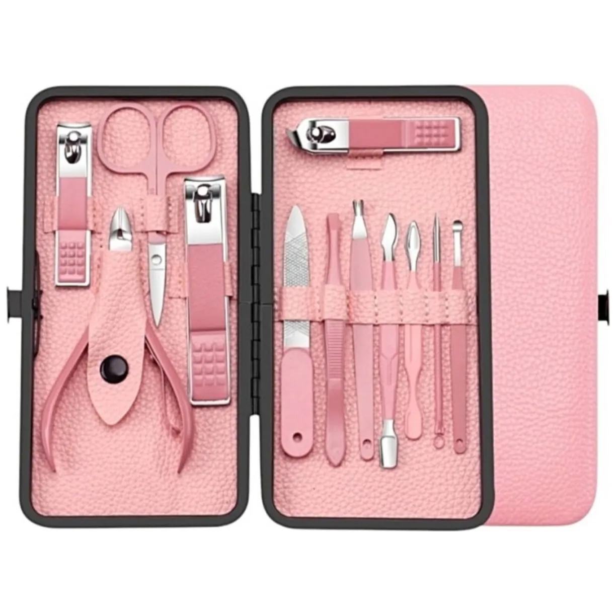 Zestaw akcesoriów do manicure, pedicure w etui różowe 12w1 AK20 - obrazek 3