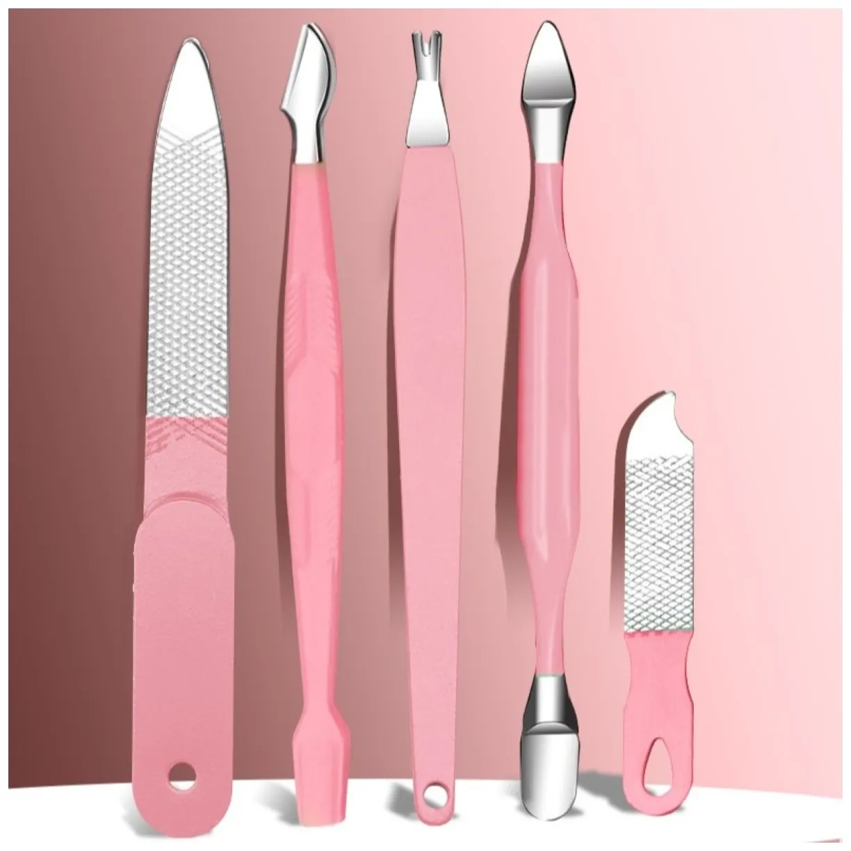 Zestaw akcesoriów do manicure, pedicure w etui różowe 12w1 AK20 - obrazek 8