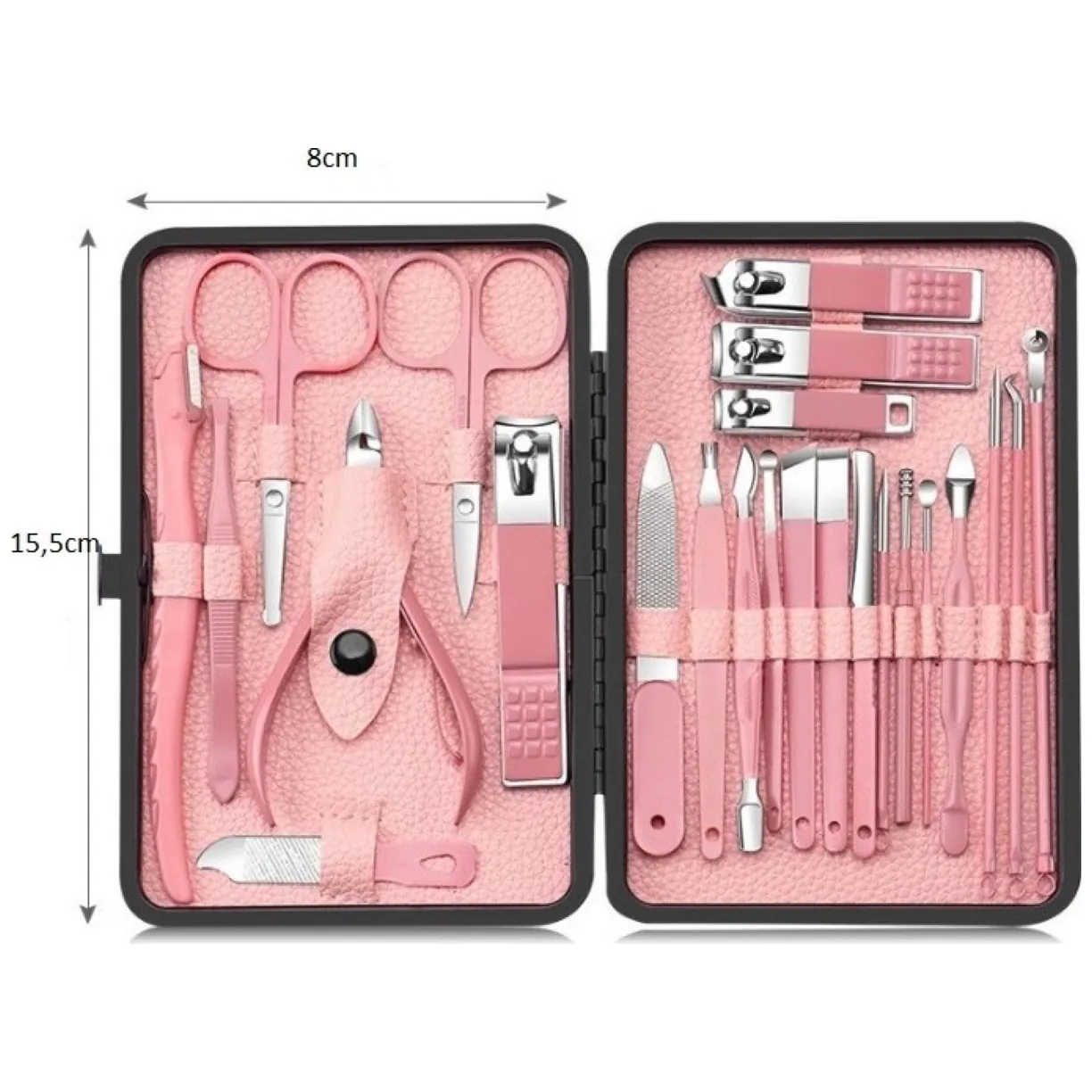 Zestaw akcesoriów do manicure, pedicure w etui różowe 12w1 AK20 - obrazek 10