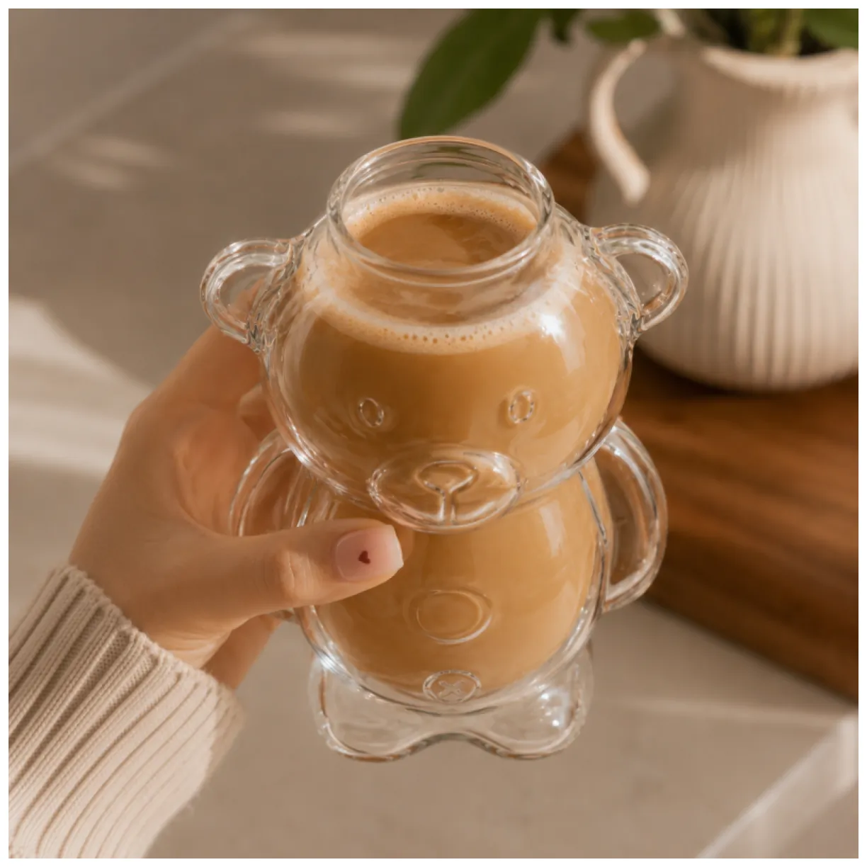 Szklanka termiczna z podwójnym dnem Miś 300 ml - kubek do kawy i herbaty - obrazek 2