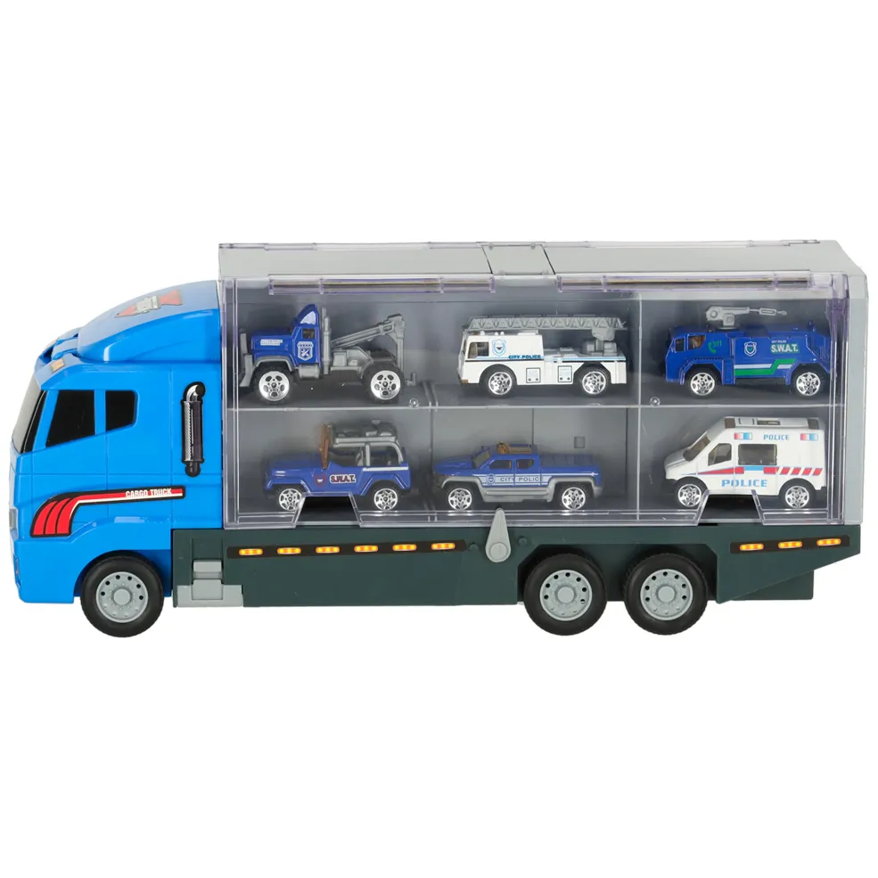 Ciężarówka TIR Transporter z Wyrzutnią + Metalowe Auta Policja - obrazek 4