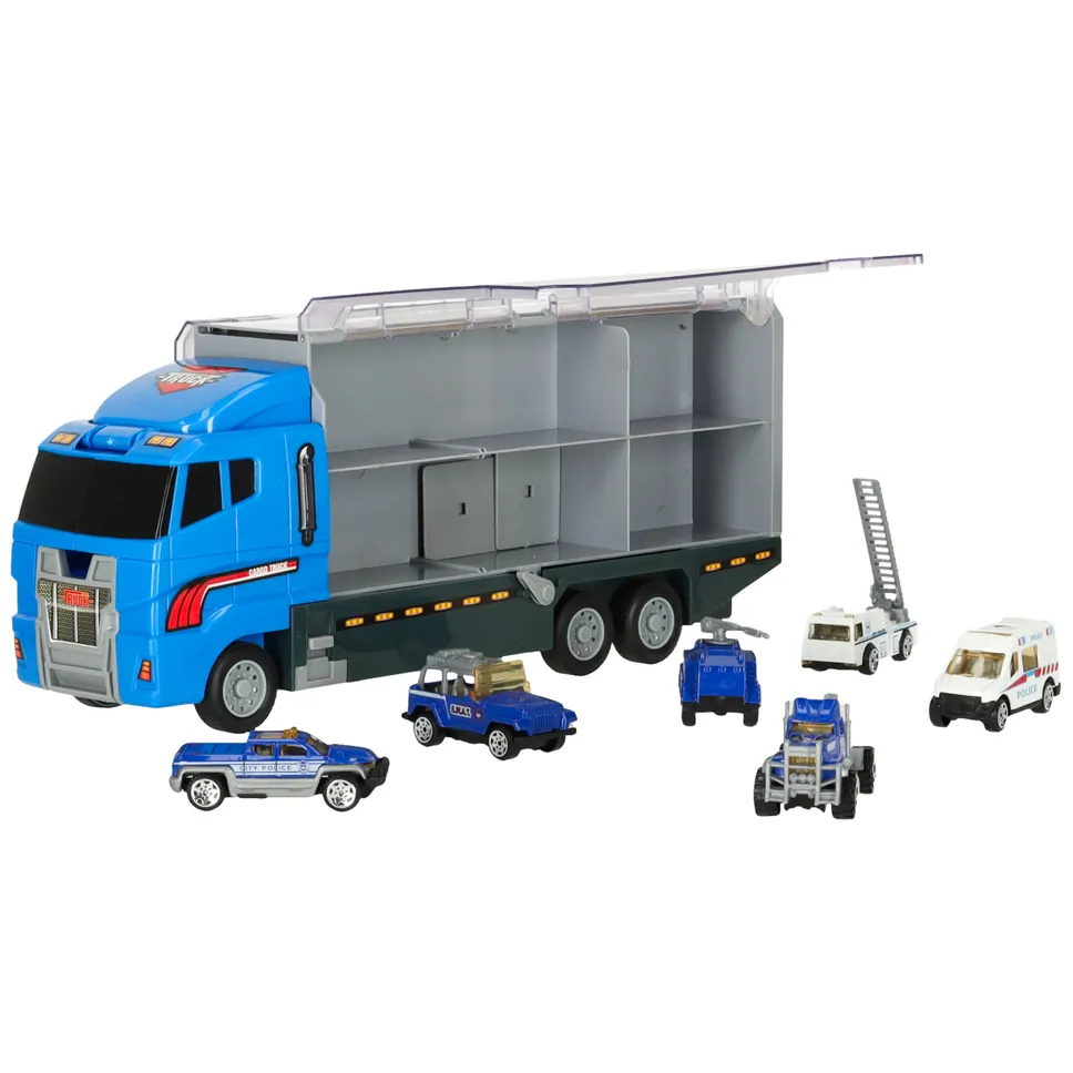 Ciężarówka TIR Transporter z Wyrzutnią + Metalowe Auta Policja - obrazek 6