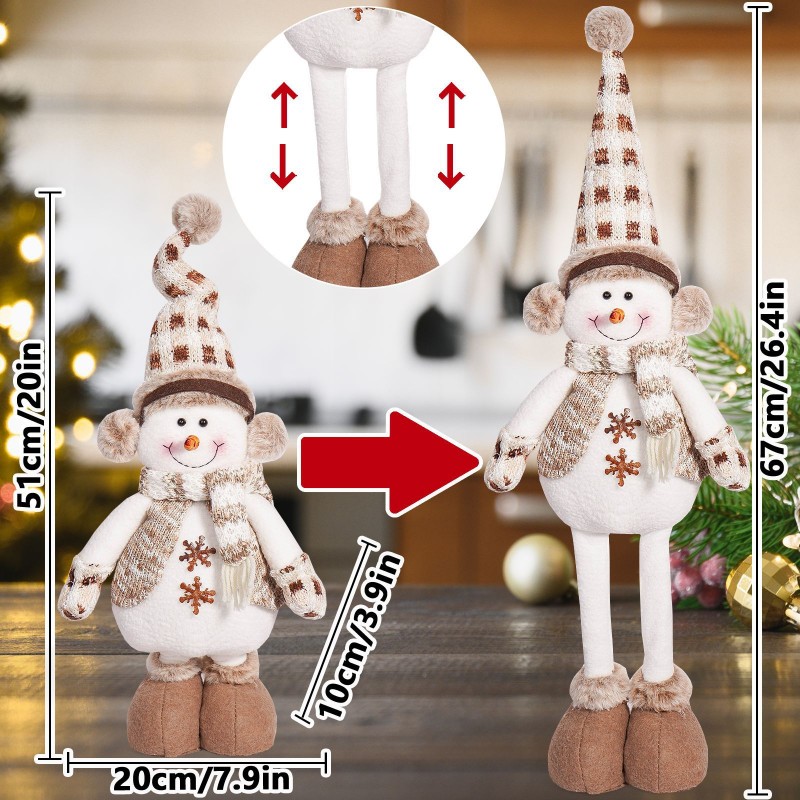 Bałwan świąteczny, wyciągane nogi BOŻE NARODZENIE 60 cm Z PLUSZU KSN158 - obrazek 4
