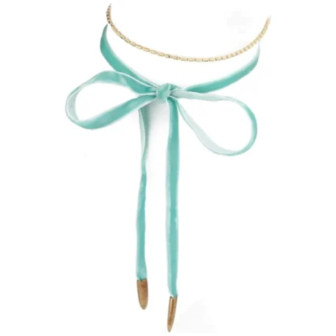 NASZYJNIK CHOKER VELVET CHAIN - MIĘTOWY N485M