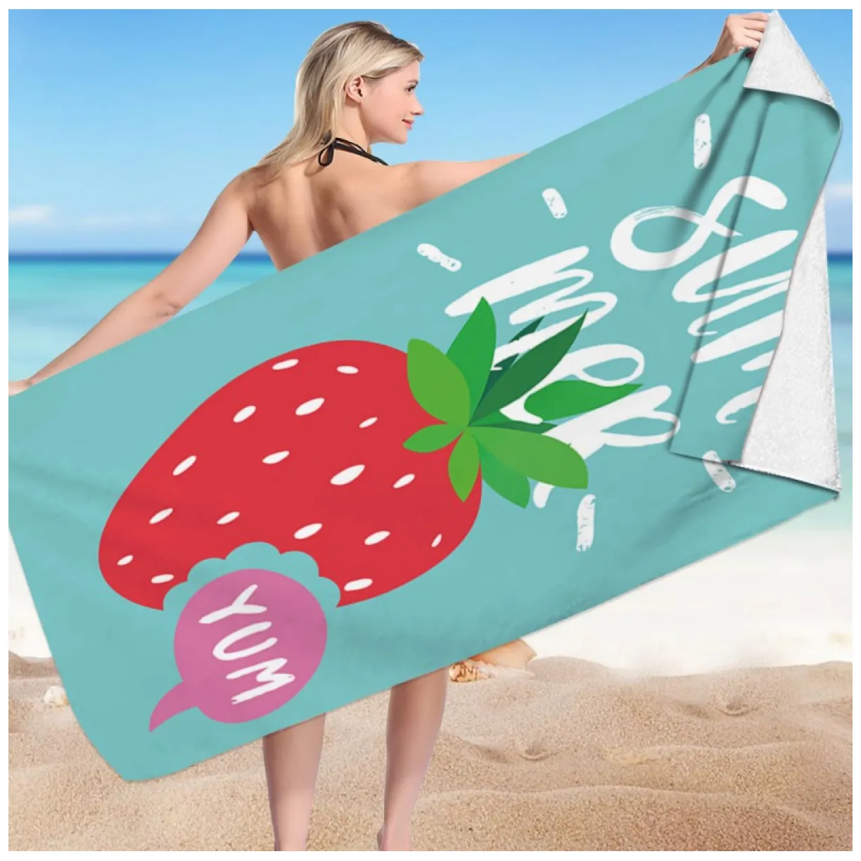 Prostokątny ręcznik z mikrofibry z wzorem 150x70 cm szybkoschnący na plażę i piknik