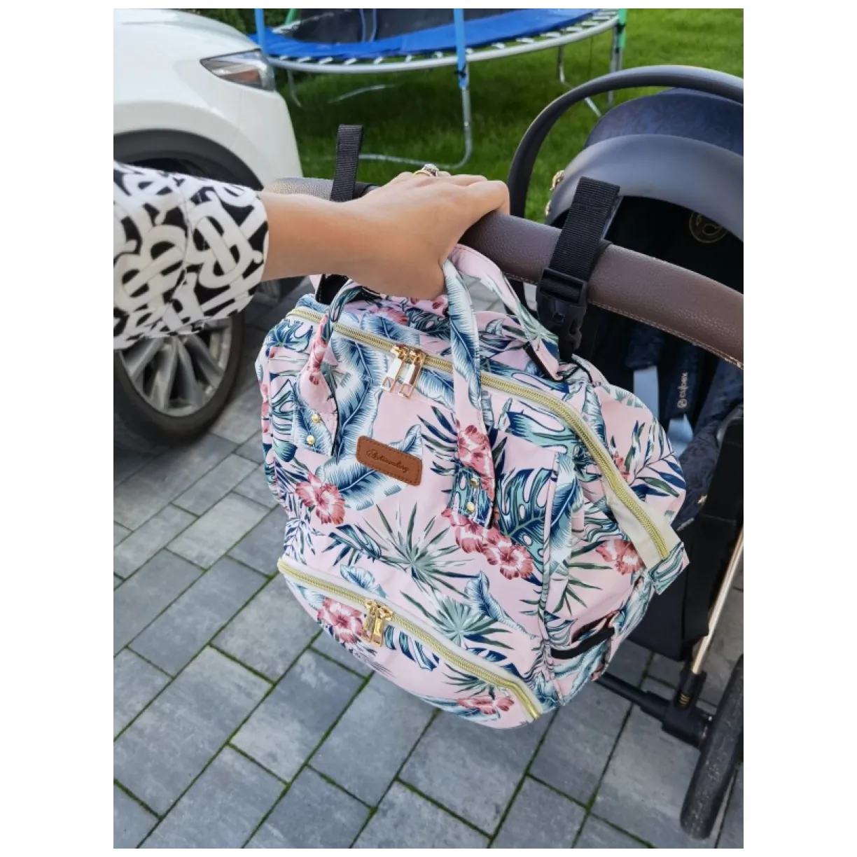 Torba, organizer do wózka plecak dla mamy Różowy 42x26x19cm PL152R - obrazek 6