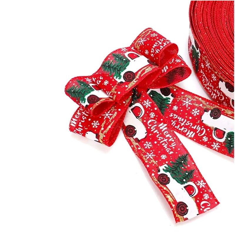 Taśma świąteczna na kokardę, wstążka na prezent Boże Narodzenie 5cm x 5m KSN70 - obrazek 2