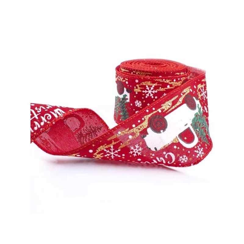 Taśma świąteczna na kokardę, wstążka na prezent Boże Narodzenie 5cm x 5m KSN70 - obrazek 3