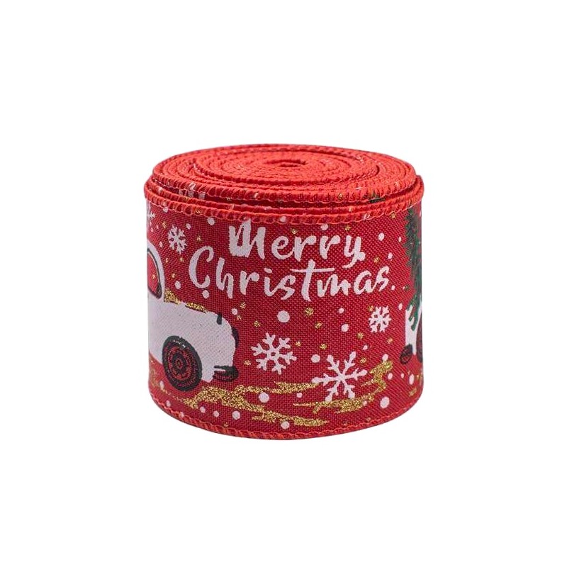 Taśma świąteczna na kokardę, wstążka na prezent Boże Narodzenie 5cm x 5m KSN70 - obrazek 4
