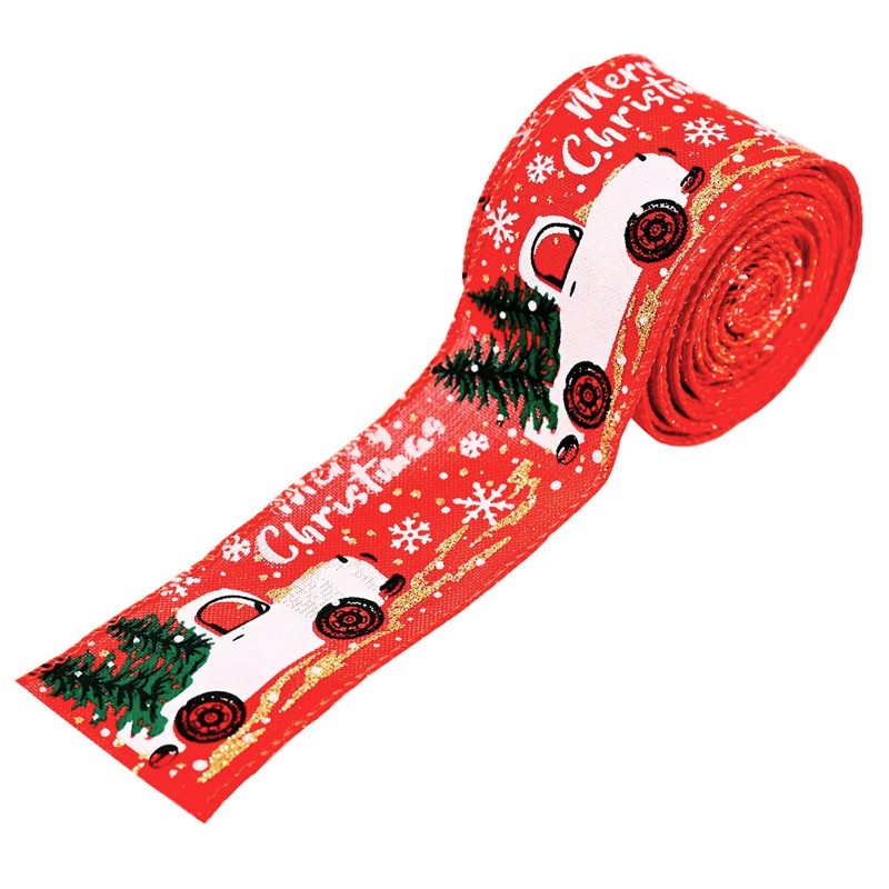 Taśma świąteczna na kokardę, wstążka na prezent Boże Narodzenie 5cm x 5m KSN70 - obrazek 5