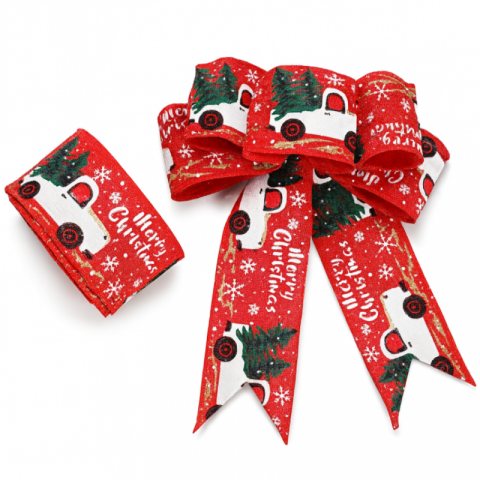 Taśma świąteczna na kokardę, wstążka na prezent Boże Narodzenie 5cm x 5m KSN70
