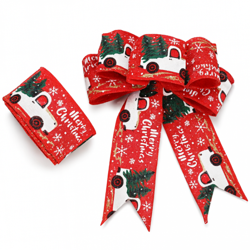 Taśma świąteczna na kokardę, wstążka na prezent Boże Narodzenie 5cm x 5m KSN70