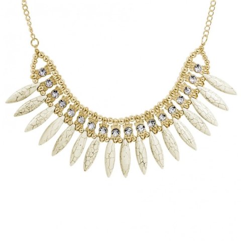 Kolia łezki geometria, naszyjnik marmurek biały z cyrkoniami N215B