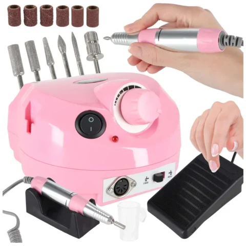 Frezarka do paznokci elektryczna 65W manicure pedicure 6 końcówek frezy