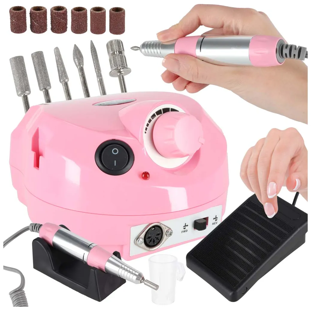 Frezarka do paznokci elektryczna 65W manicure pedicure 6 końcówek frezy